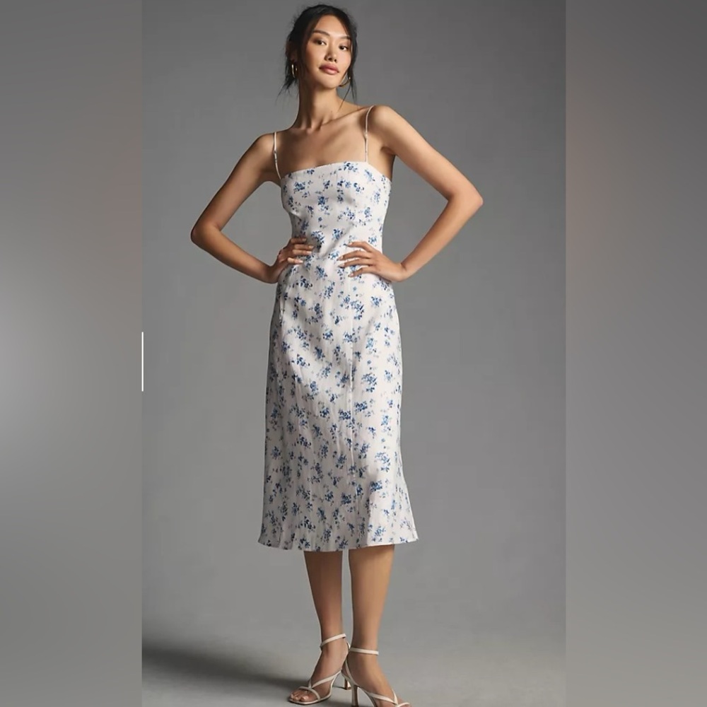 Reformation Christen Linen Dress (Color: Orlaya, Size 0)